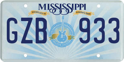 MS license plate GZB933