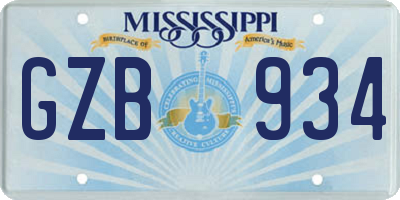 MS license plate GZB934