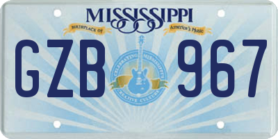 MS license plate GZB967