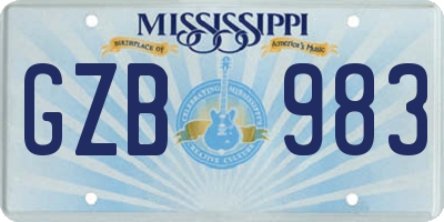 MS license plate GZB983