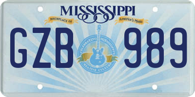 MS license plate GZB989