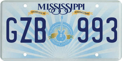MS license plate GZB993
