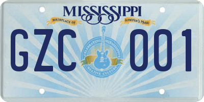 MS license plate GZC001