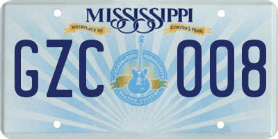 MS license plate GZC008