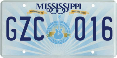 MS license plate GZC016