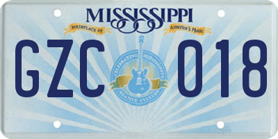 MS license plate GZC018