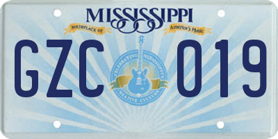 MS license plate GZC019