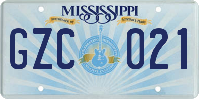 MS license plate GZC021