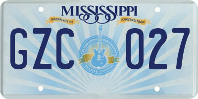 MS license plate GZC027