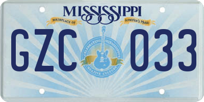 MS license plate GZC033