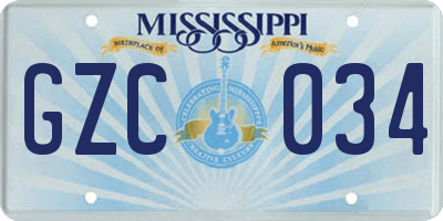 MS license plate GZC034