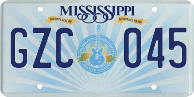 MS license plate GZC045