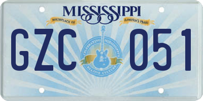 MS license plate GZC051