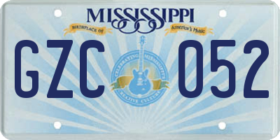 MS license plate GZC052