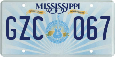 MS license plate GZC067