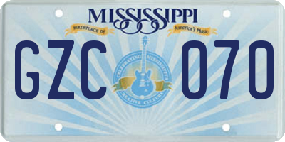 MS license plate GZC070