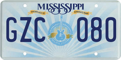 MS license plate GZC080