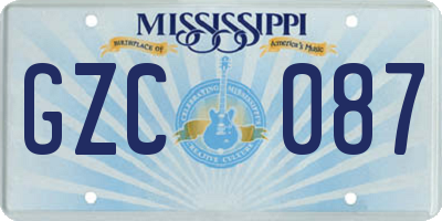 MS license plate GZC087