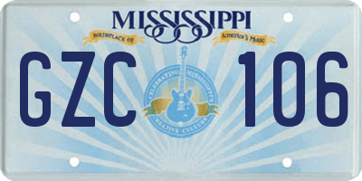 MS license plate GZC106