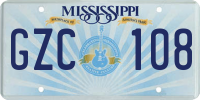 MS license plate GZC108