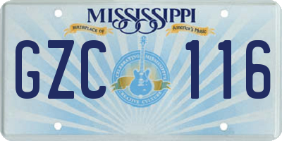 MS license plate GZC116