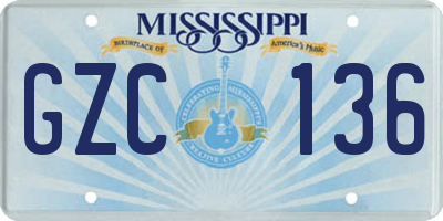 MS license plate GZC136