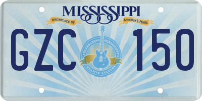 MS license plate GZC150