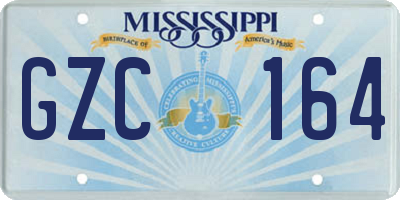 MS license plate GZC164