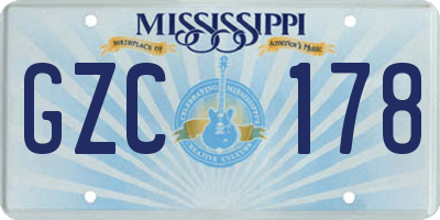 MS license plate GZC178