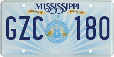 MS license plate GZC180