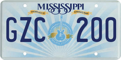 MS license plate GZC200
