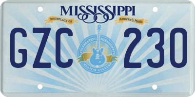 MS license plate GZC230