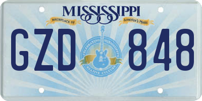 MS license plate GZD848