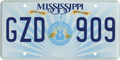 MS license plate GZD909