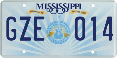 MS license plate GZE014