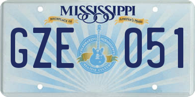 MS license plate GZE051