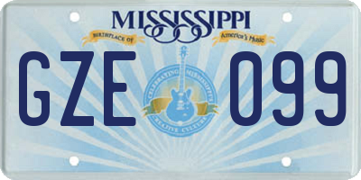 MS license plate GZE099