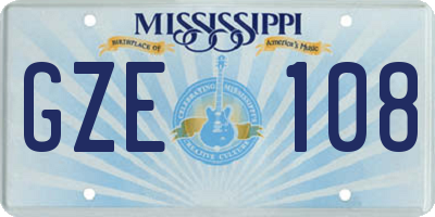 MS license plate GZE108