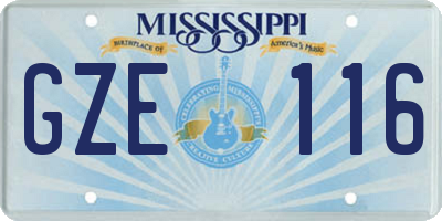 MS license plate GZE116