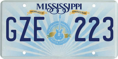 MS license plate GZE223