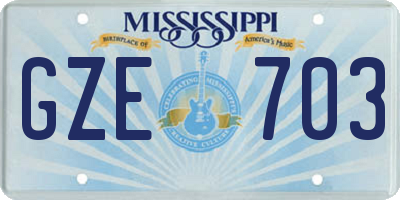 MS license plate GZE703