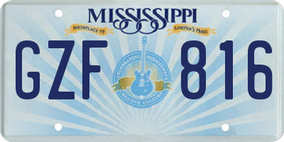 MS license plate GZF816