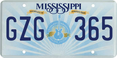 MS license plate GZG365