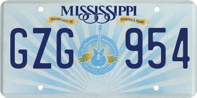 MS license plate GZG954