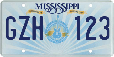MS license plate GZH123