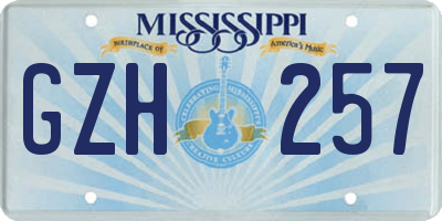 MS license plate GZH257