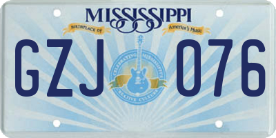 MS license plate GZJ076