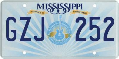 MS license plate GZJ252