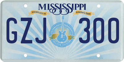 MS license plate GZJ300