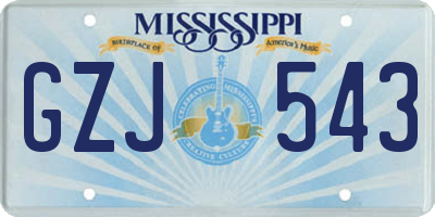 MS license plate GZJ543